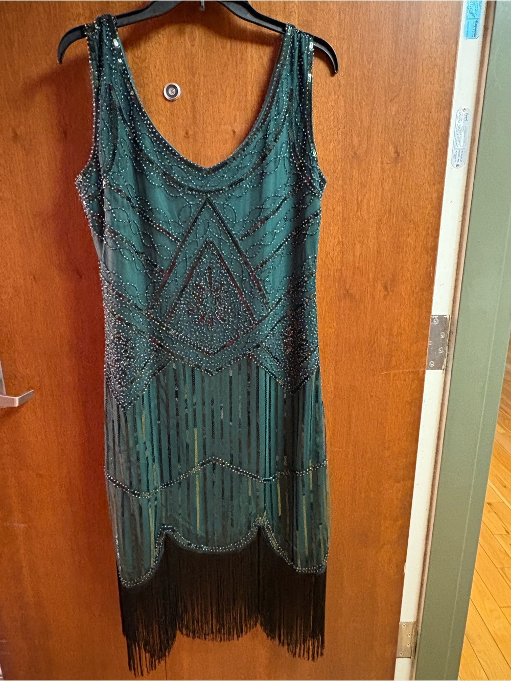 Vintage-Inspired Gatsby Emerald Green Beaded Fringe Dress